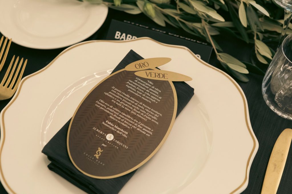 Il menu della serata “Oro Verde” sul piatto